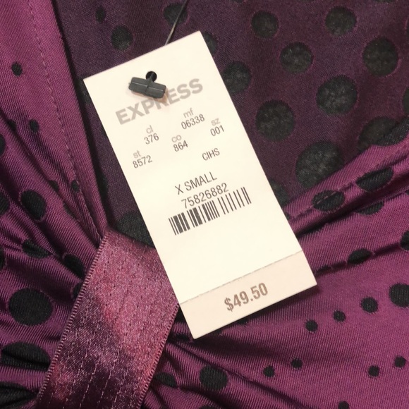 NWT cute Express purple w/ black polka dots top - Picture 3 of 3